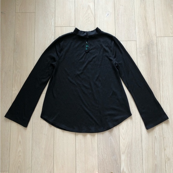 Loft Floral Embroidery Mock Neck Long Sleeve Top in Black - Picture 4 of 10